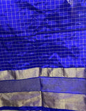 Pochampally Ikkat Pure Silk Cream Blue Saree