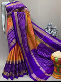 Pure Pochampally ikkat Silk Oraange