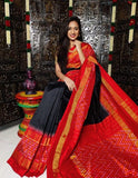 Pure Pochampally ikkat Silk Black Red